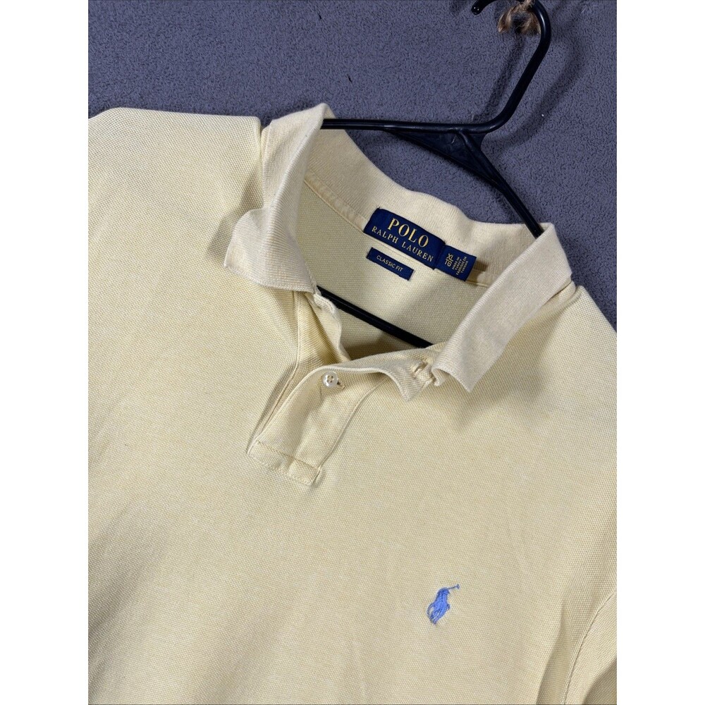Polo Ralph Lauren Men's Golf Shirt XL Yellow Classic Fit Short Sleeve Textured